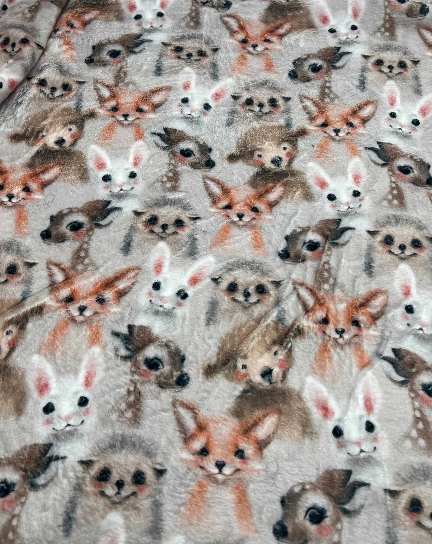 Woodland Baby Animals Cuddle Fleece Fabric Blanket Loungewear