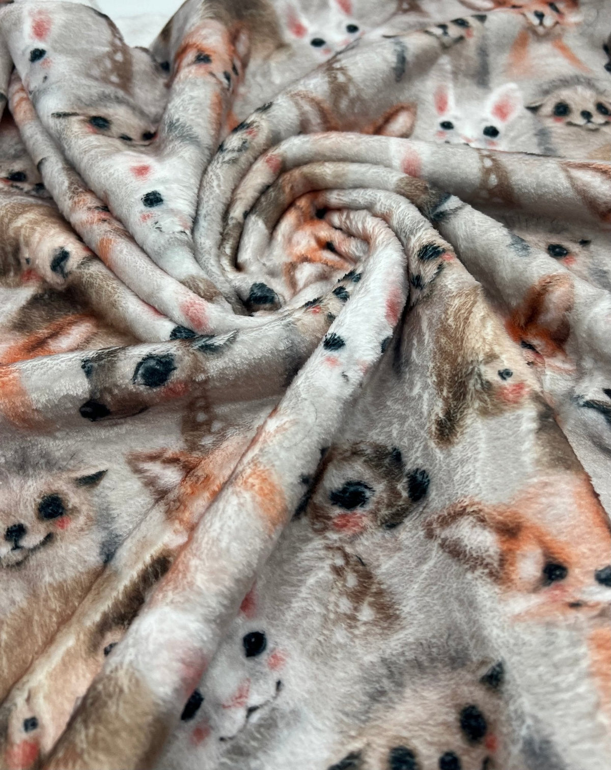 Woodland Baby Animals Cuddle Fleece Fabric Blanket Loungewear