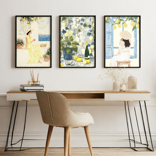 Workplace office decor | Set of 3 Italian Lifestyle Wall art Prints