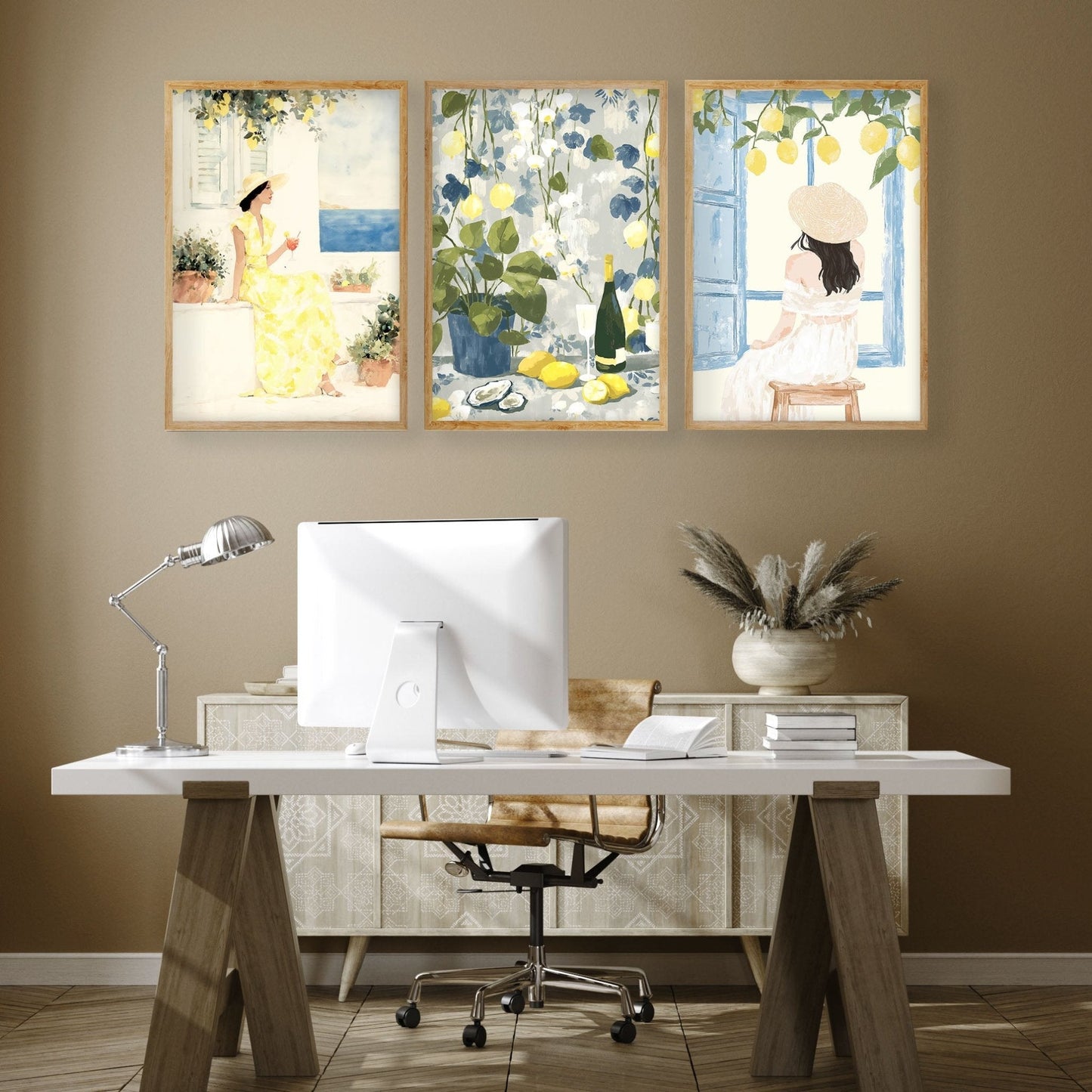 Workplace office decor | Set of 3 Italian Lifestyle Wall art Prints