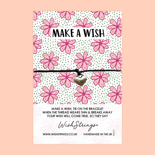 WishStrings Wish Bracelet – Floral Charm Bracelet With Flower Pattern Design Card Gift