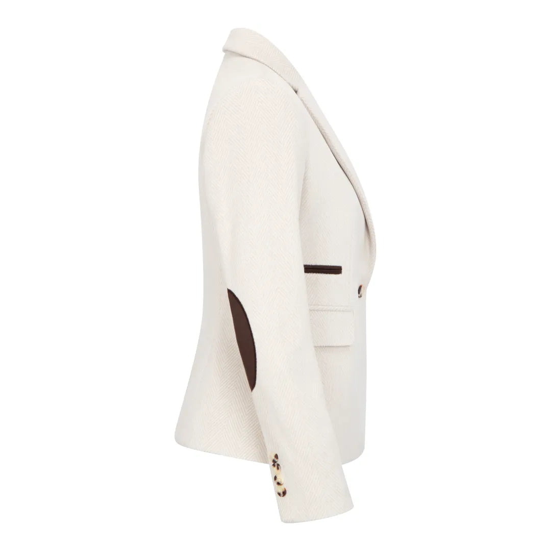 WSN15 - Women's Cream Wool Blend Tweed Blazer Waistcoat