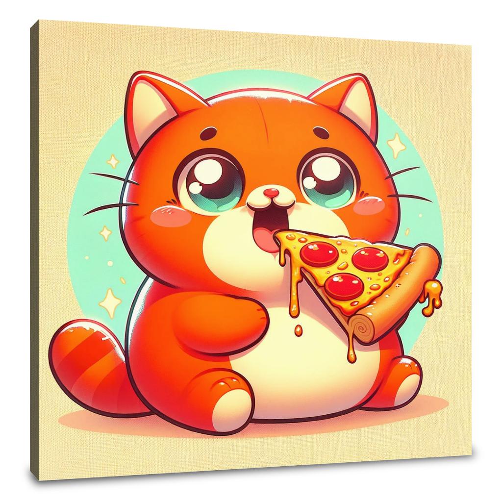 Pizza Loving Cat Canvas