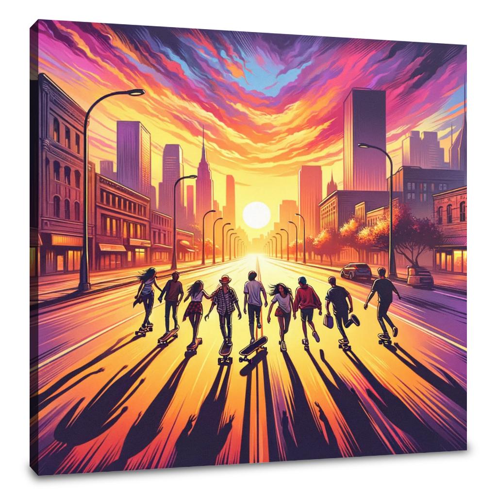 Golden Hour Skateboard Summer Canvas