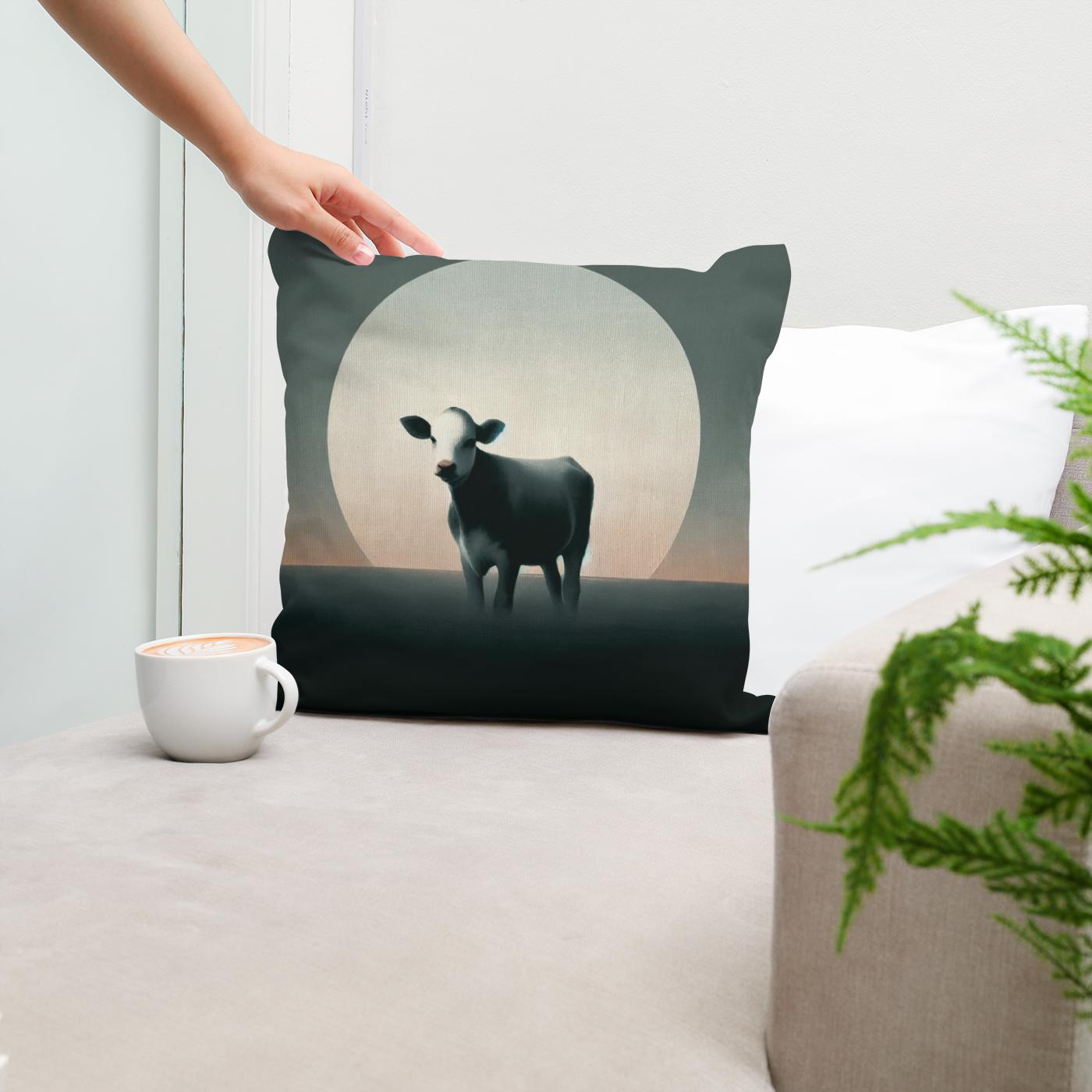Minimalist Dusk Cow Cotton Cushion
