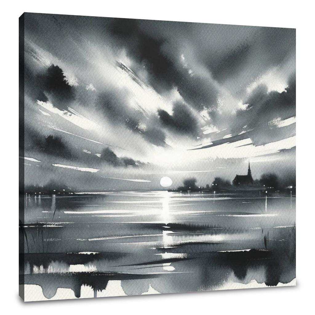 Monochrome Twilight Canvas
