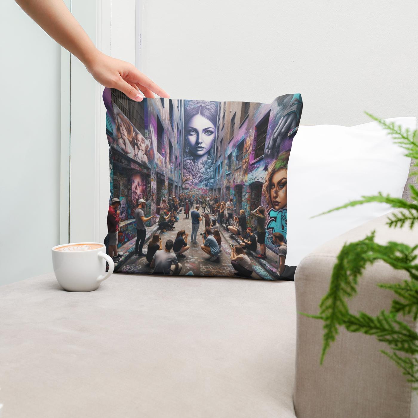 Alley of Artistic Echoes Cotton Cushion