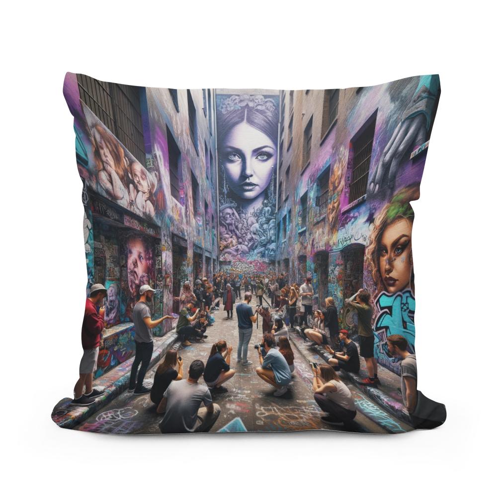 Alley of Artistic Echoes Cotton Cushion