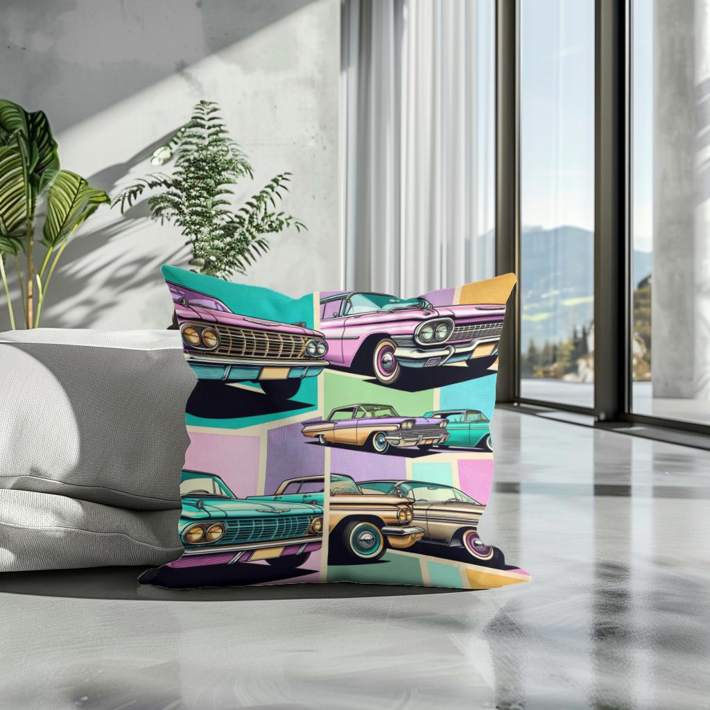 Pastel Pop Motors Cotton Cushion