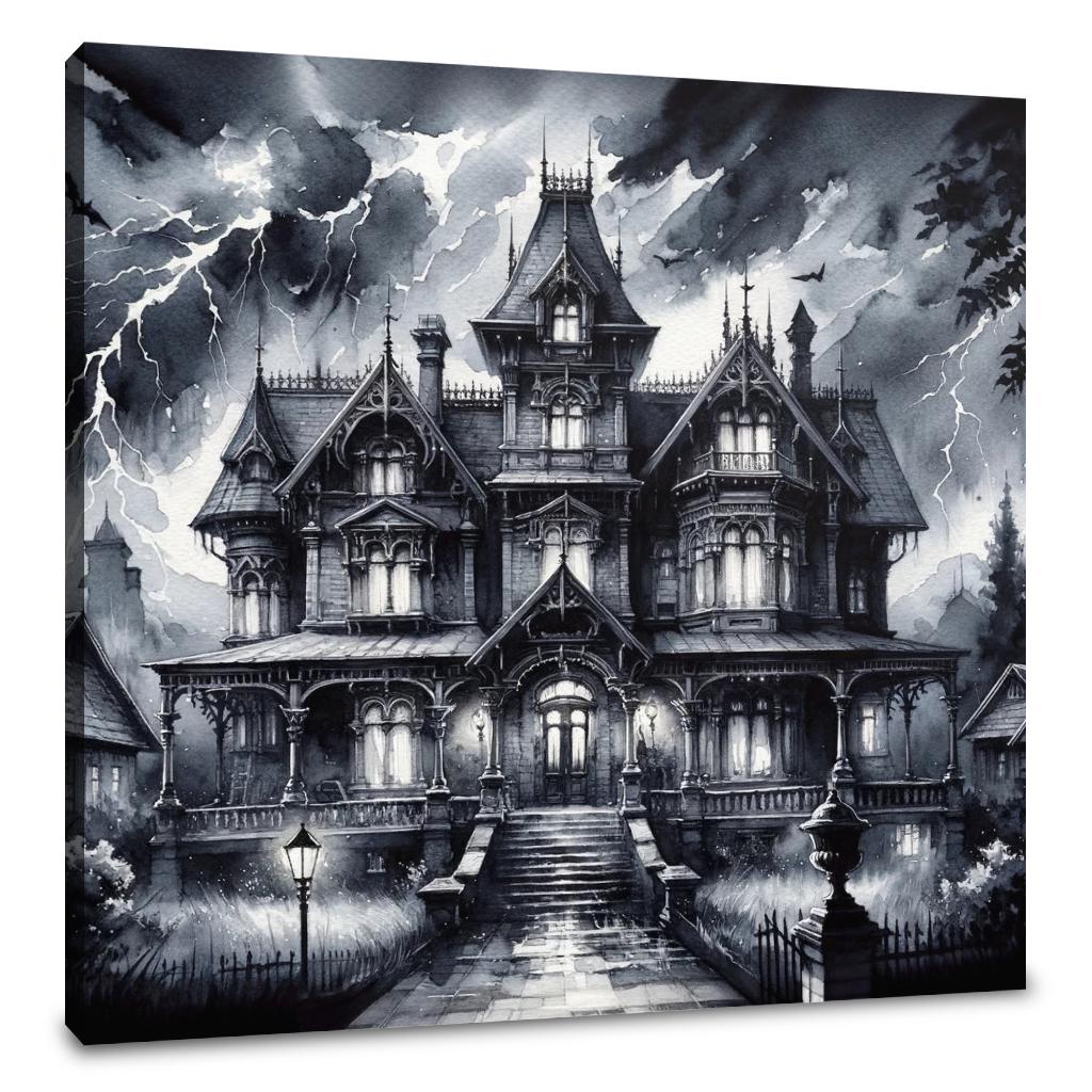 Stormy Mansion Canvas