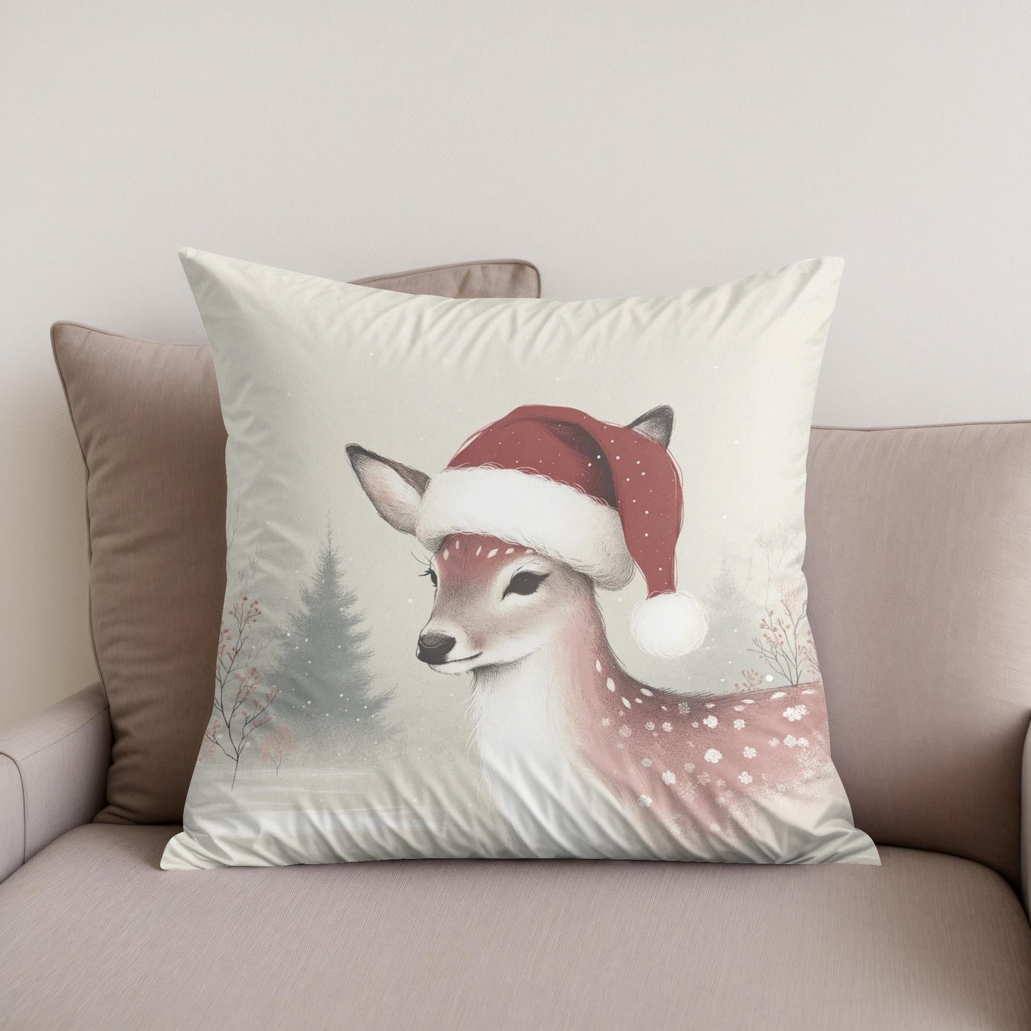 Pastel Holiday Deer Cotton Cushion