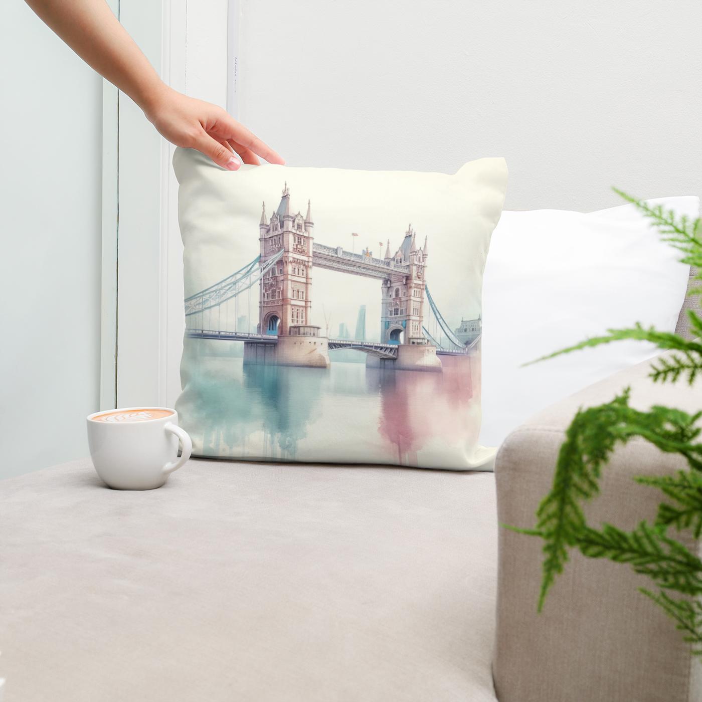 Pastel Modernism London Bridge Cotton Cushion