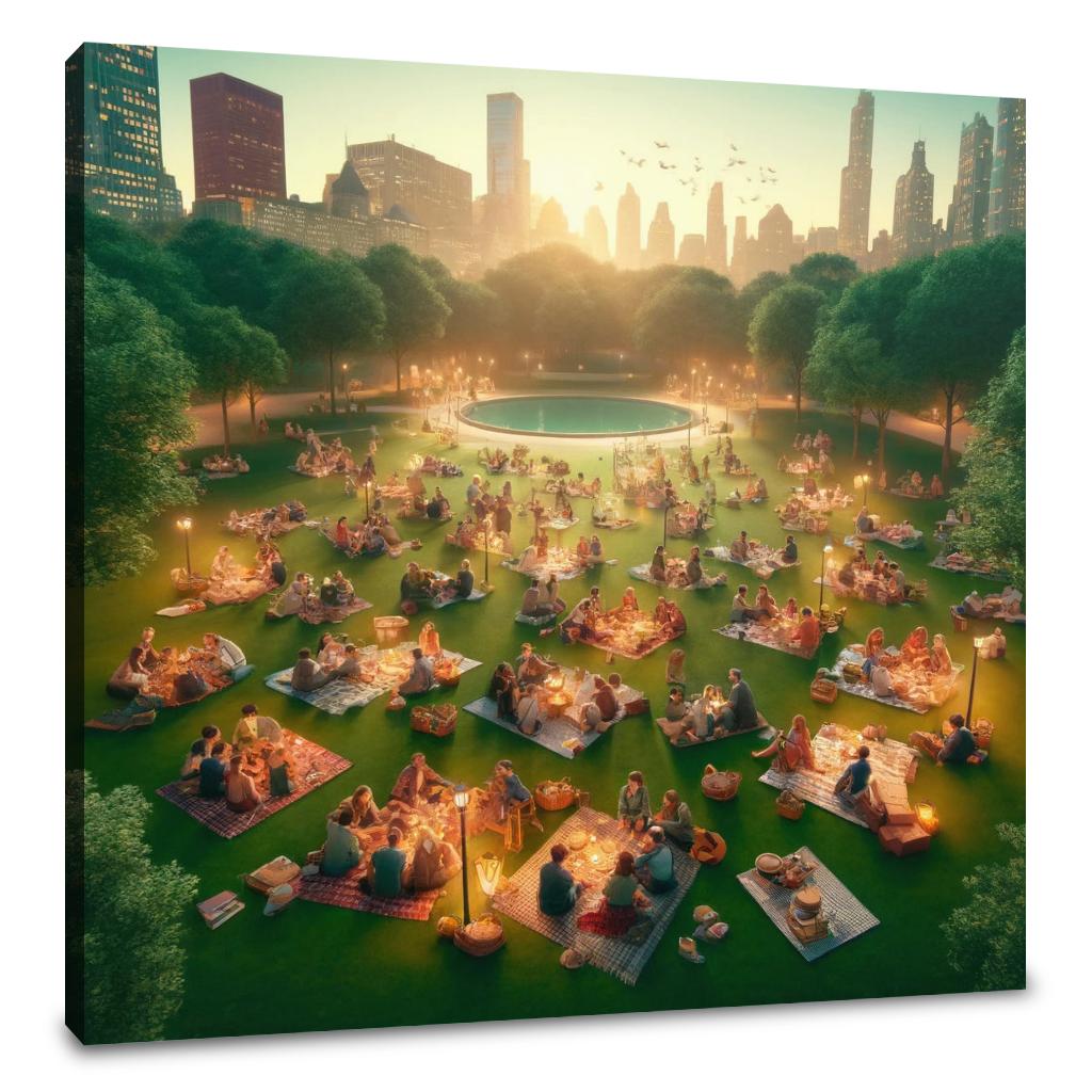 Picnic Sunset in Summer Canvas
