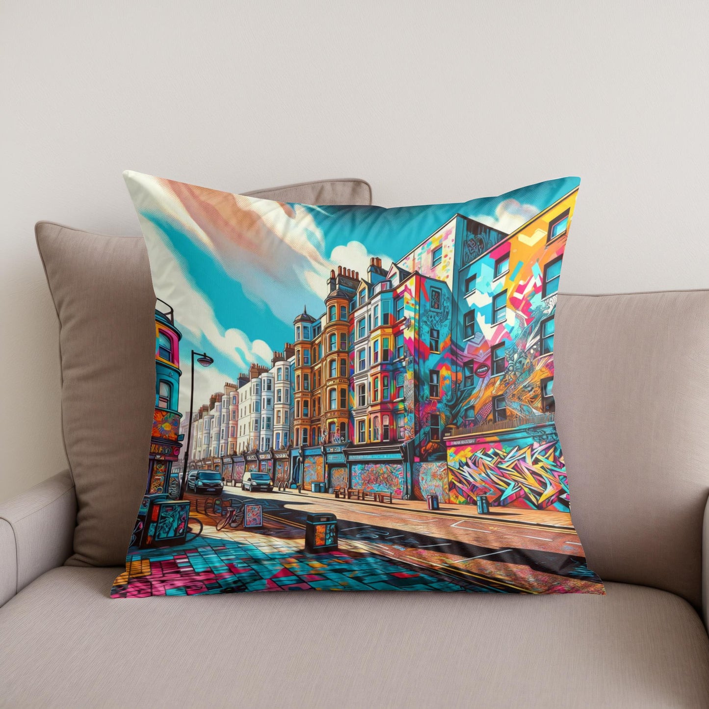 Brighton Street Art Cotton Cushion
