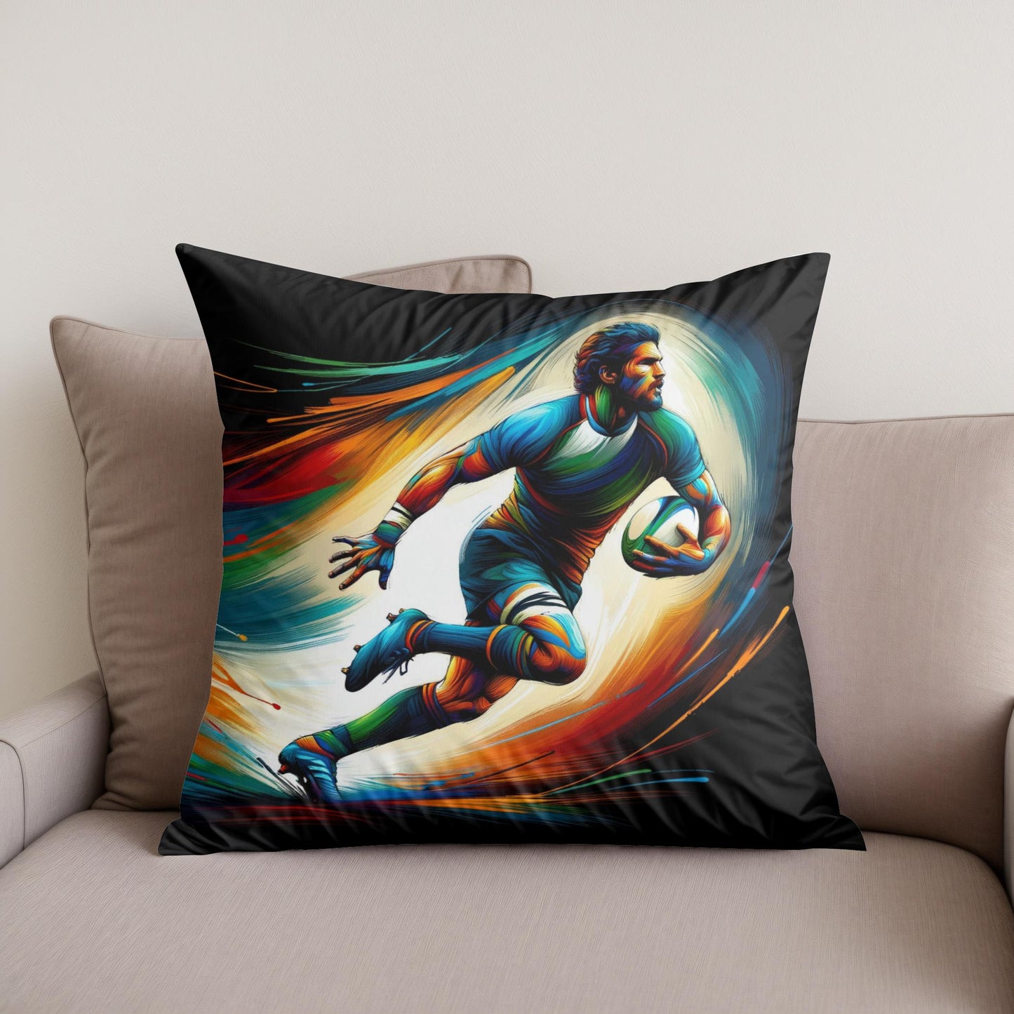 Rugby Action Cotton Cushion
