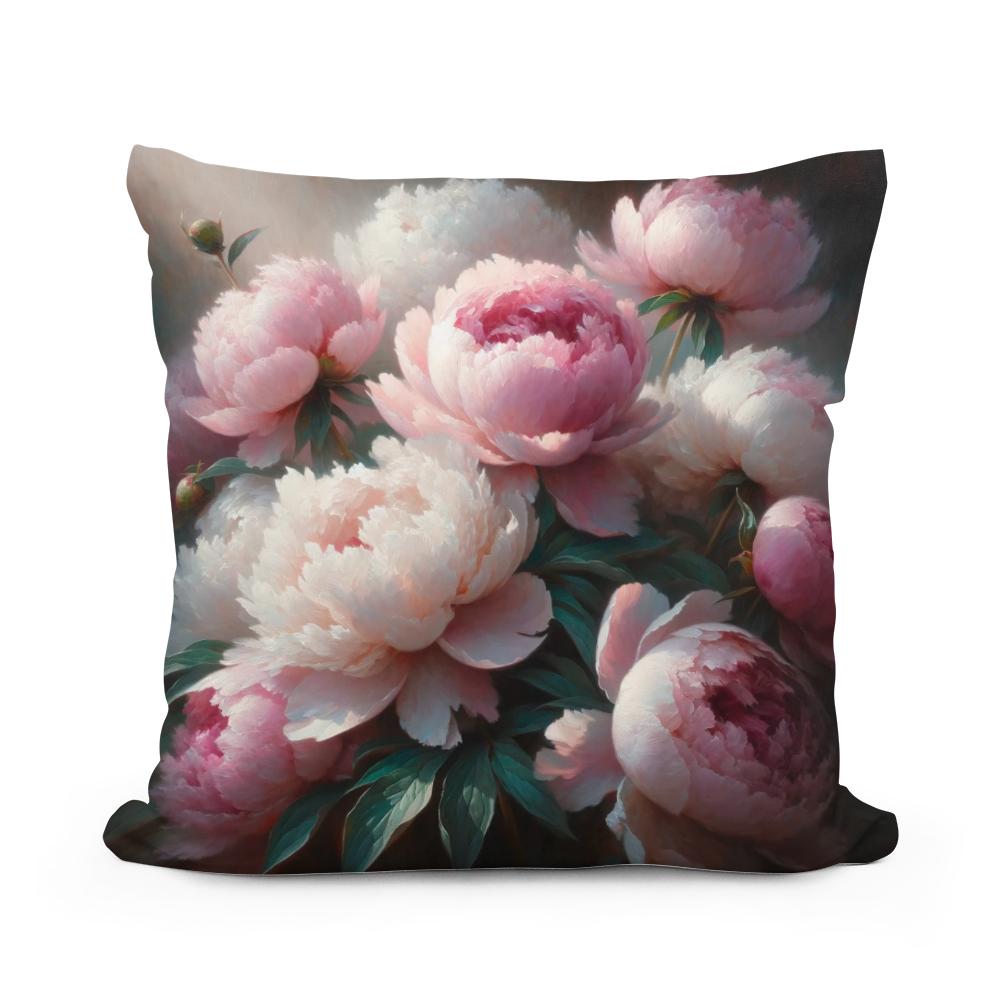 Morning Embrace Peonies Cotton Cushion
