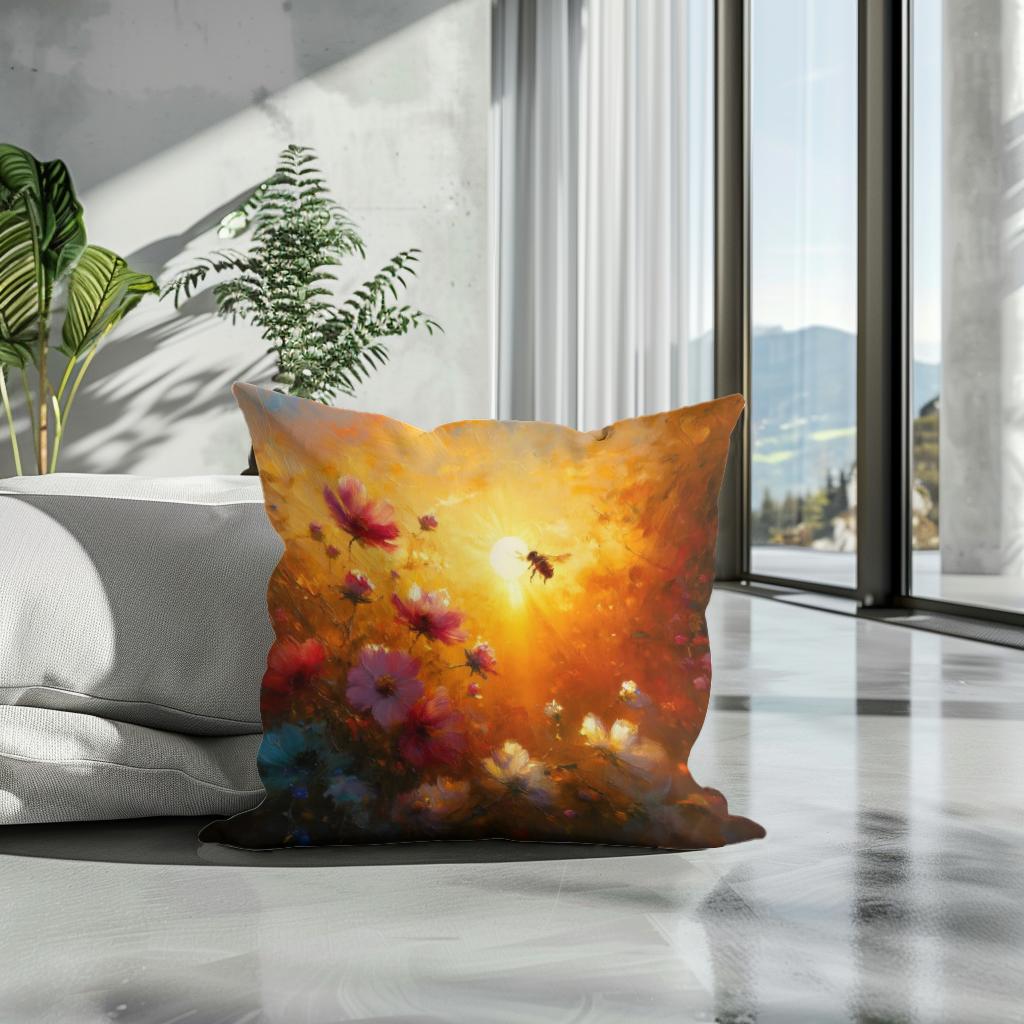 Golden Hour Bee Cotton Cushion