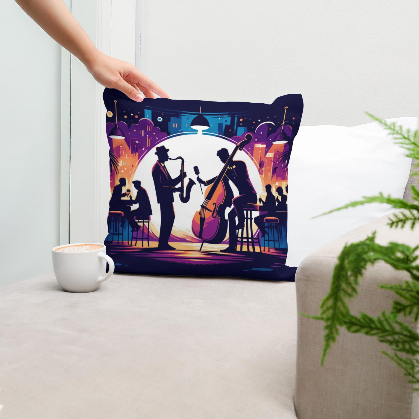 Midnight Jazz Rhythms Cotton Cushion
