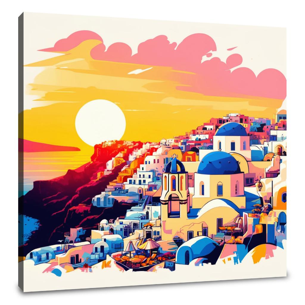 Santorini Sunset Splendor Canvas