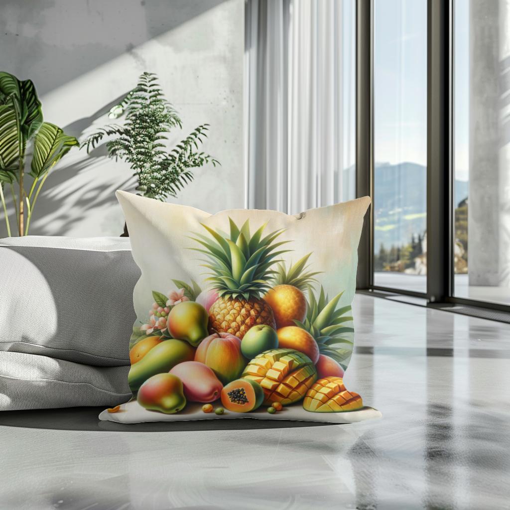 Tropical Fruit Serenade Cotton Cushion