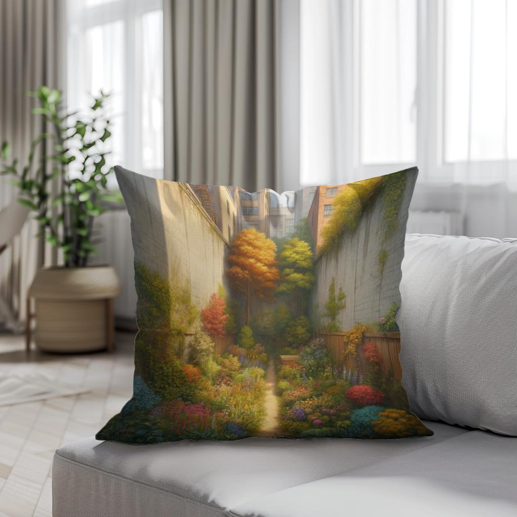 Hidden Autumn Garden Cotton Cushion