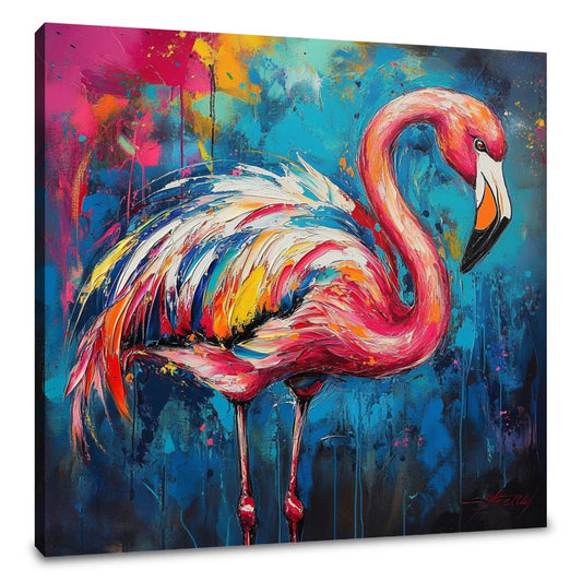 Flamingo's Vibrant Dance Canvas