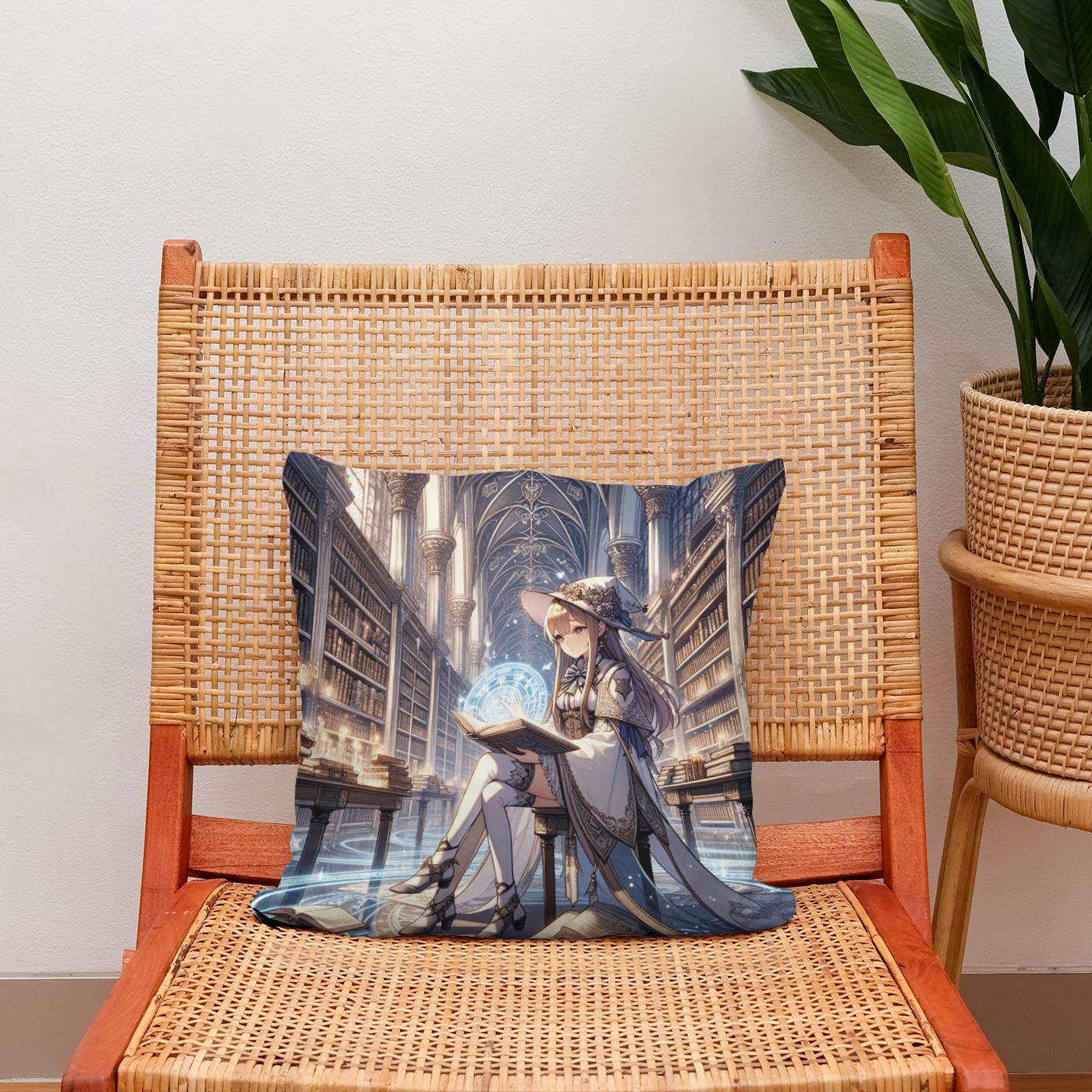 Mystical Library Guardian Cotton Cushion