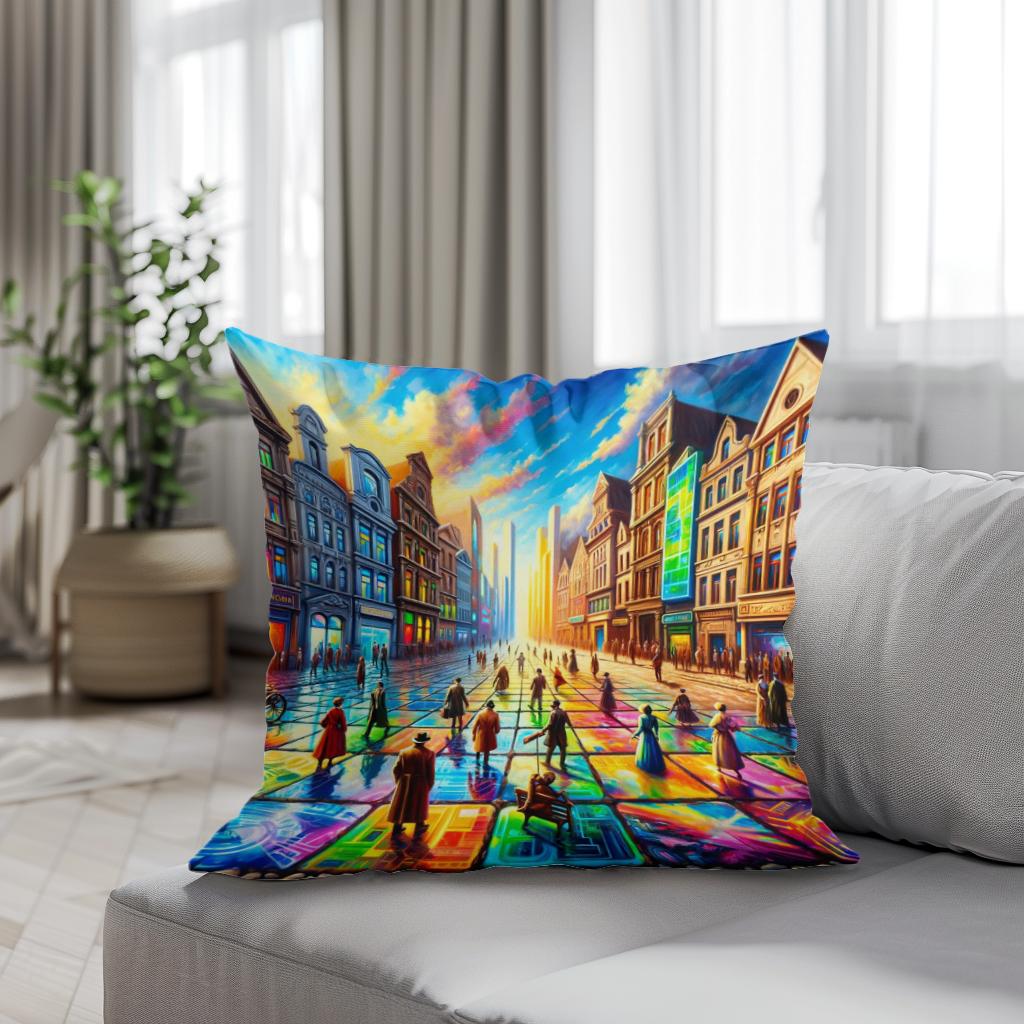 Timelines Converge Plaza Cotton Cushion