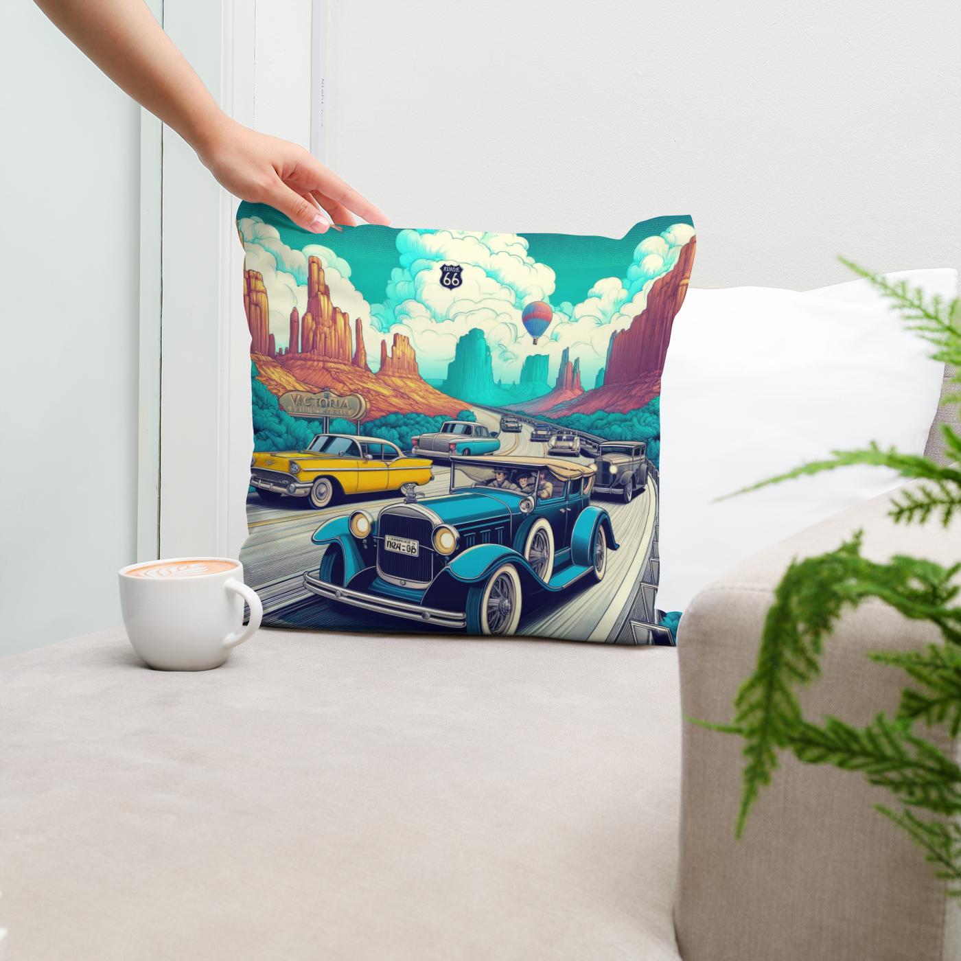 Retro Road Trip Cotton Cushion