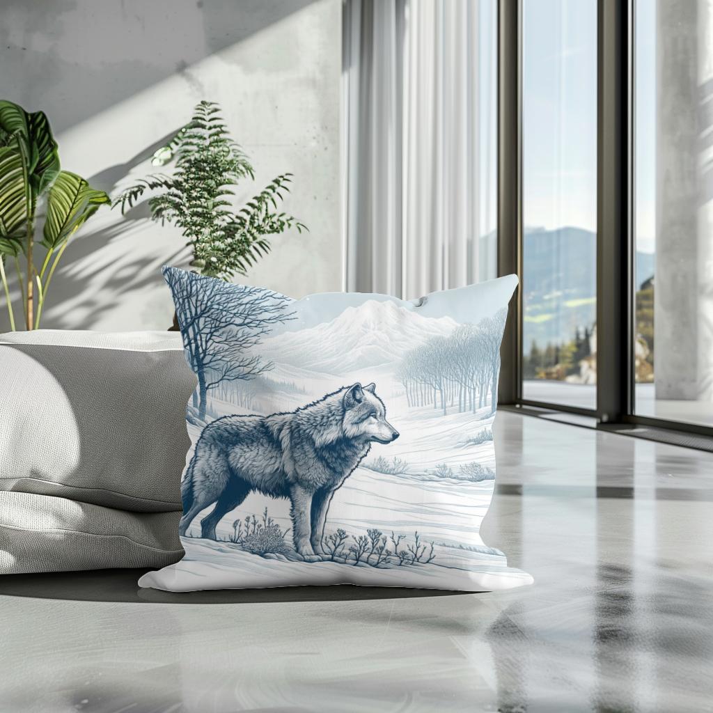 Winter Wolf Cotton Cushion