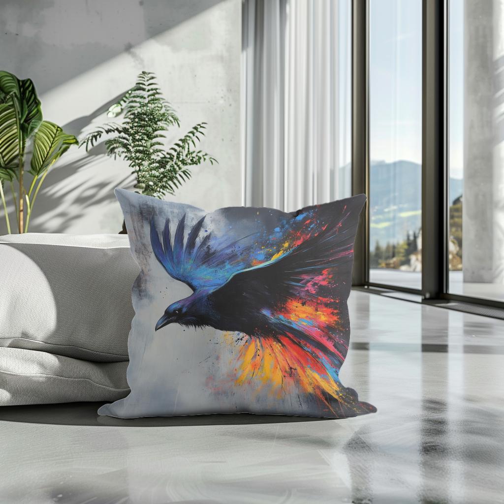 Majestic Raven Dance Cotton Cushion