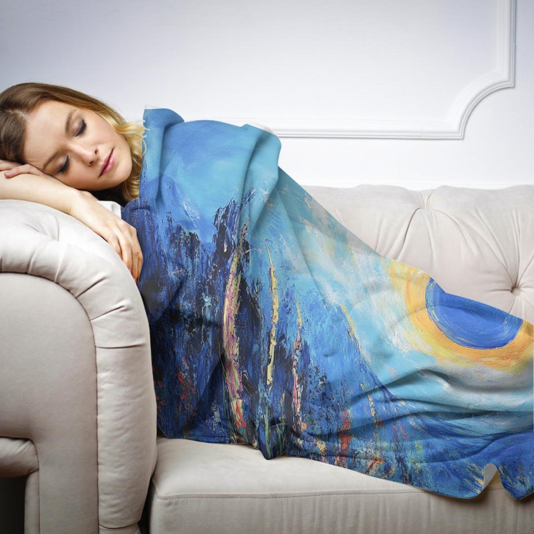 Blue Sun Landscape Blanket