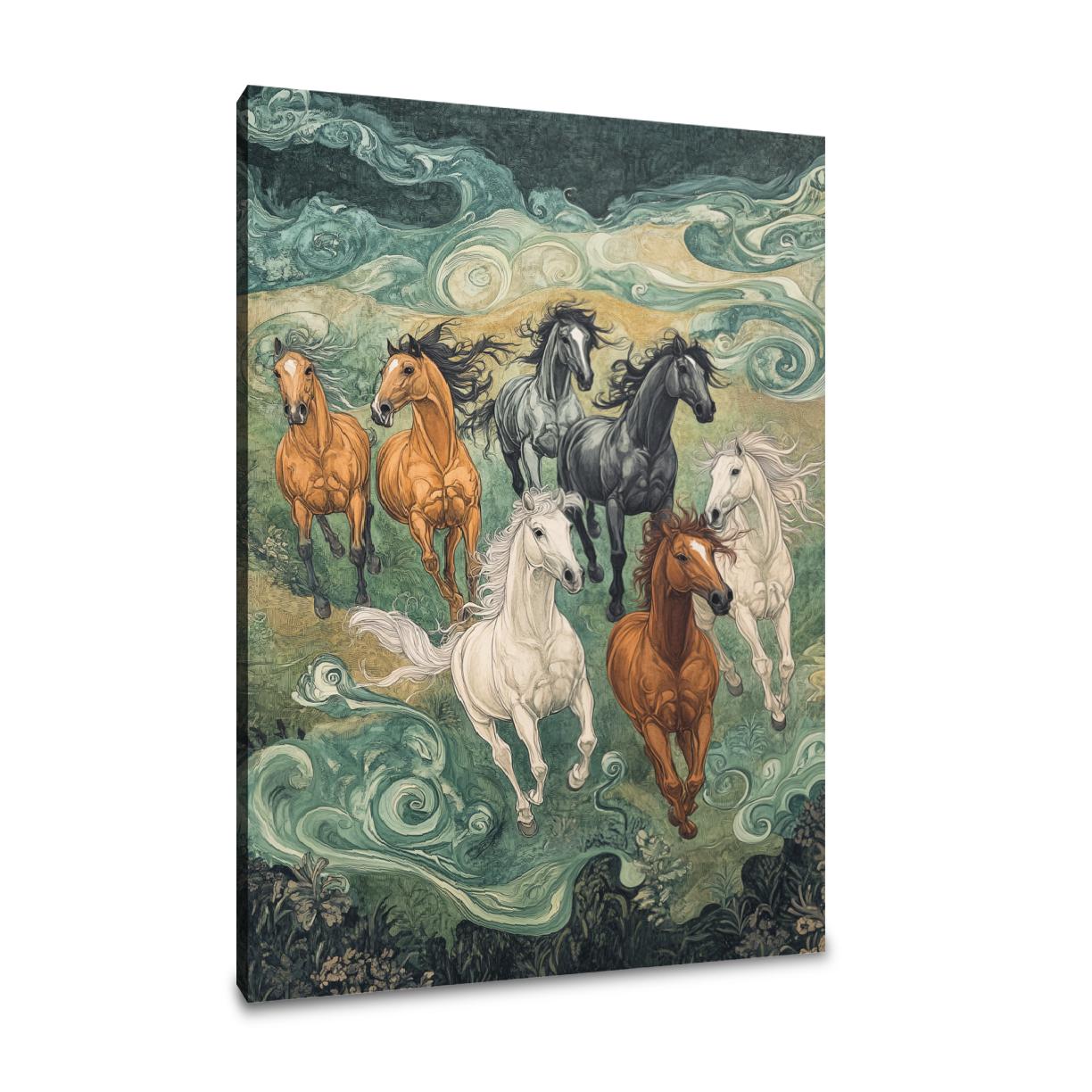 Lucky Running 7 Horses Canvas