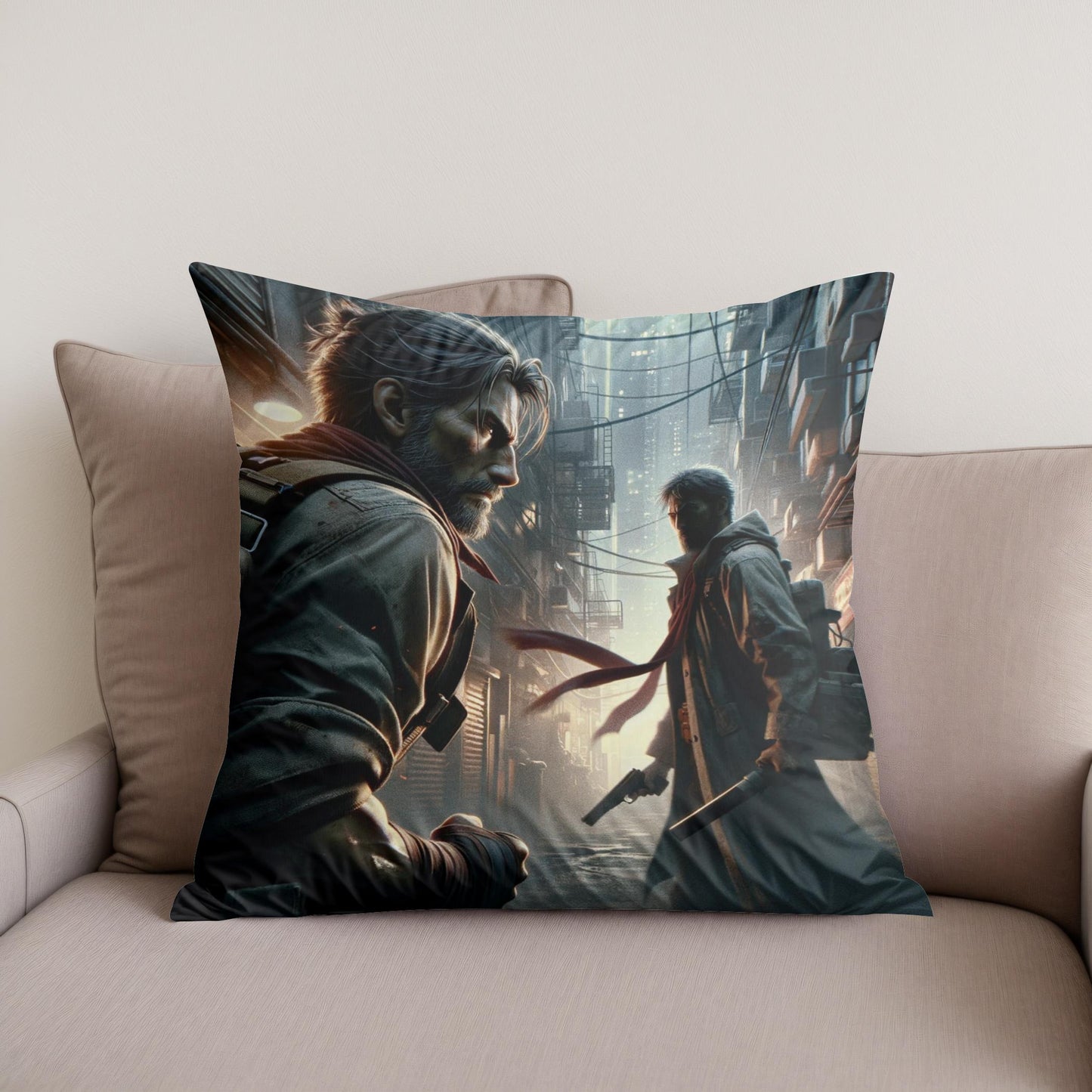 Alleyway Confrontation Cotton Cushion