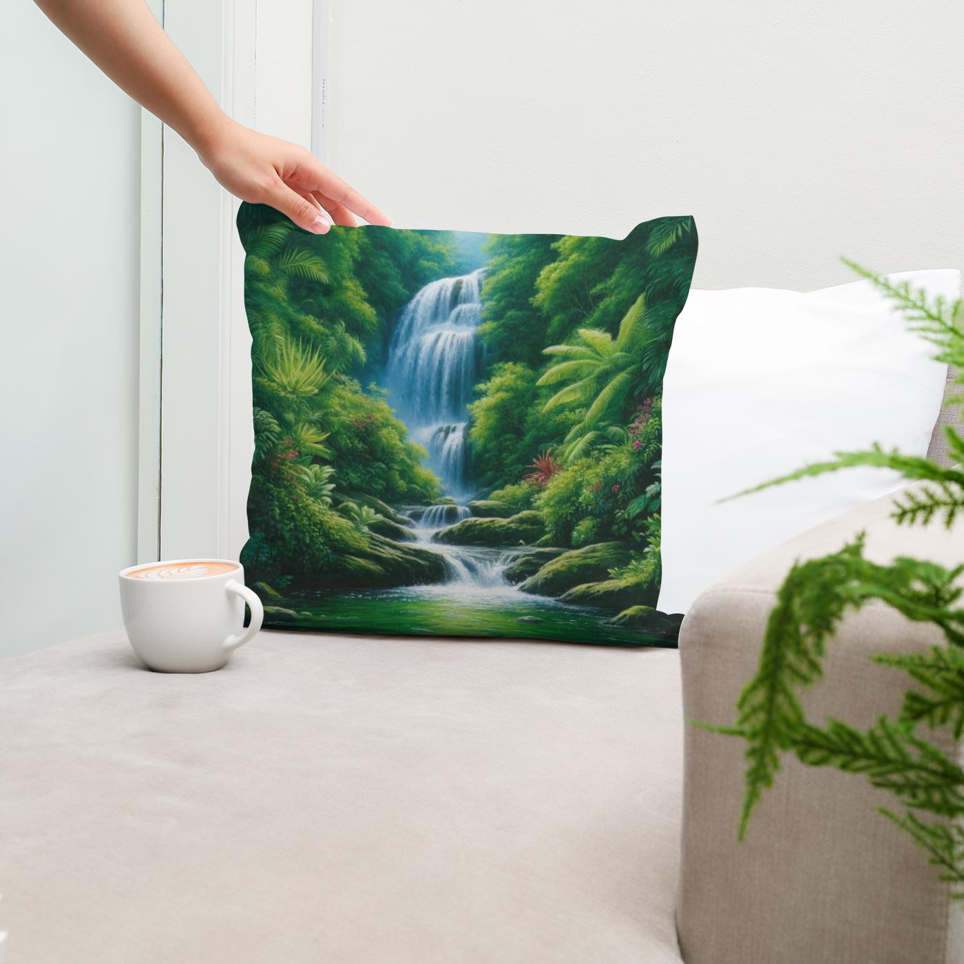 Rainforest Cascade Cotton Cushion