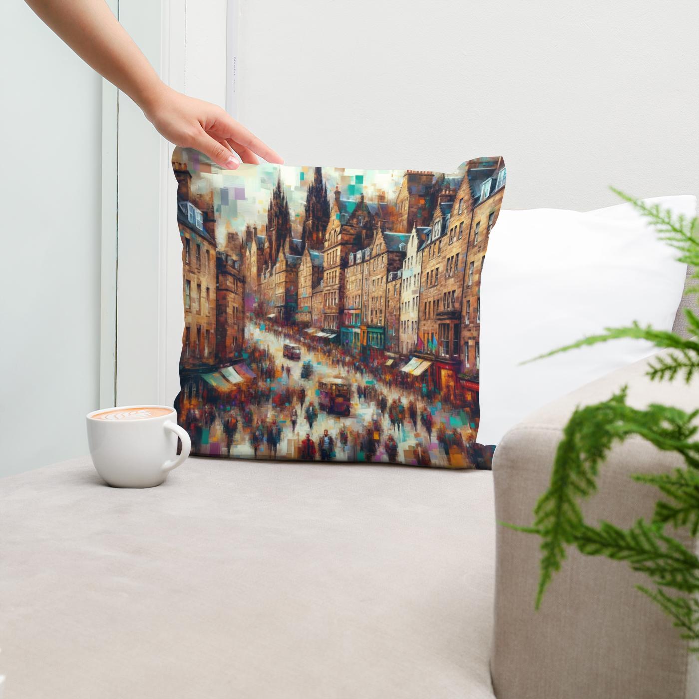 Edinburgh Royal Mile Abstract Essence Cotton Cushion