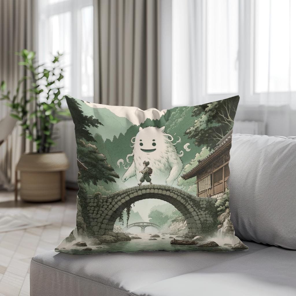 Guardian Yokai Bridge Cotton Cushion