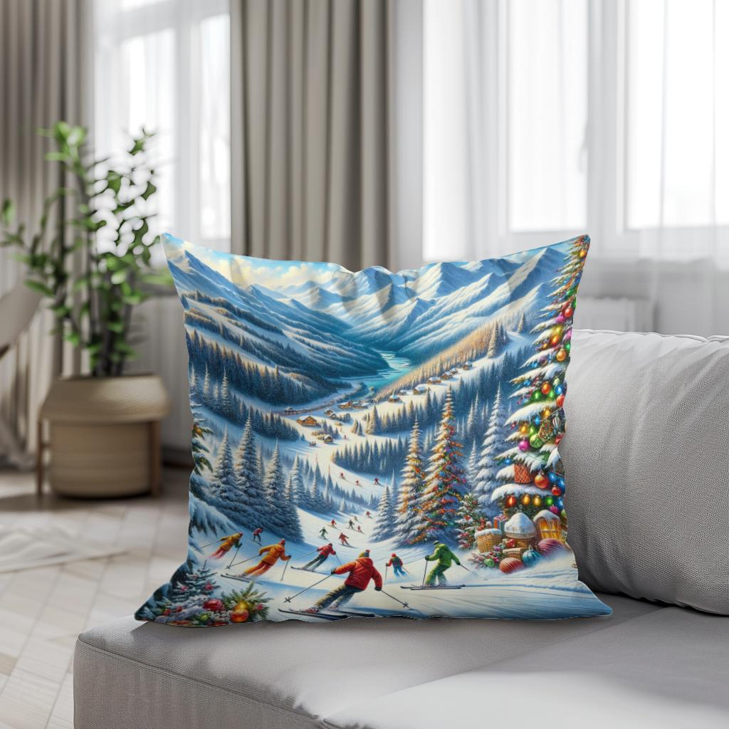 Holiday Slopes Cotton Cushion