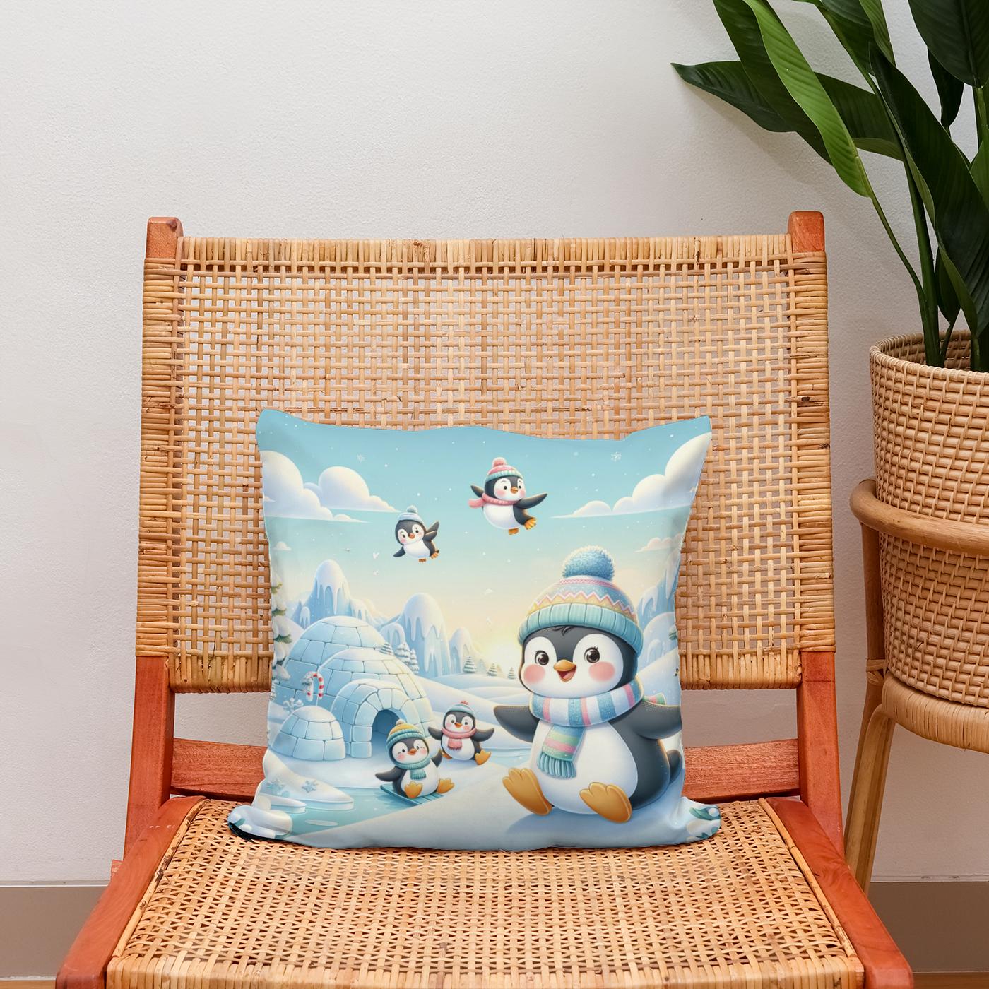 Penguin Frolic Cotton Cushion