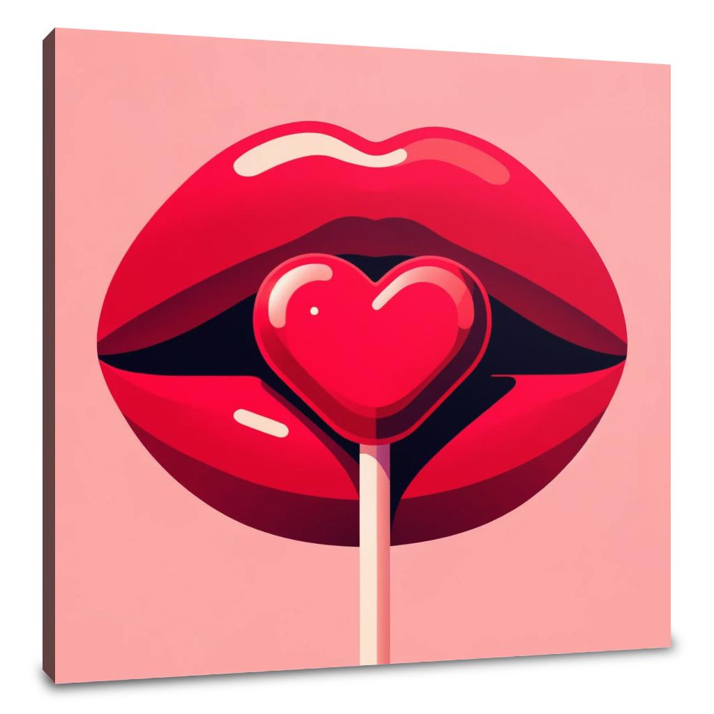 Flat Illustration Red Lips Canvas