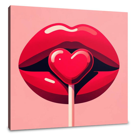 Flat Illustration Red Lips Canvas