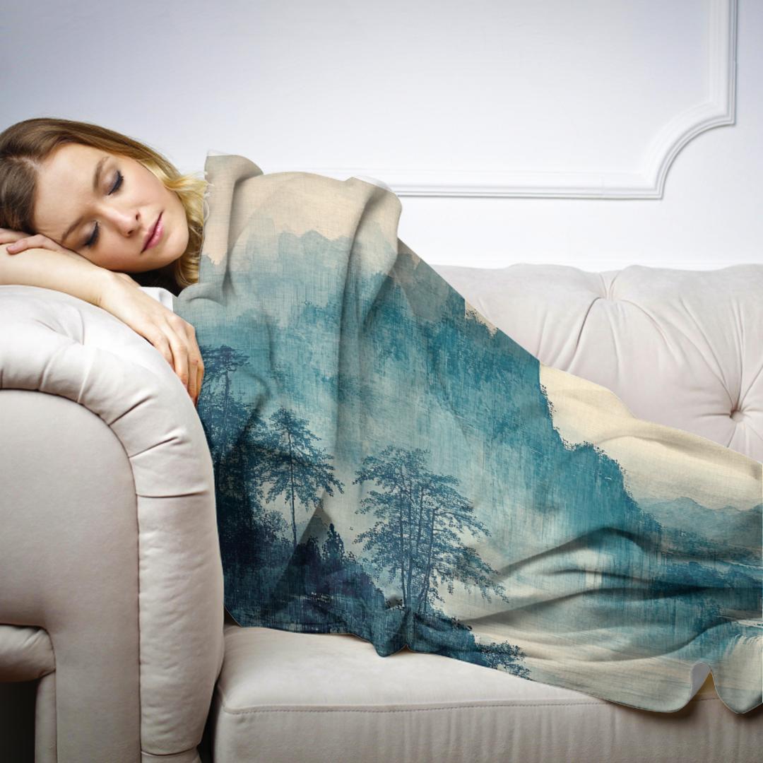 Tranquil Aqua Horizon Blanket