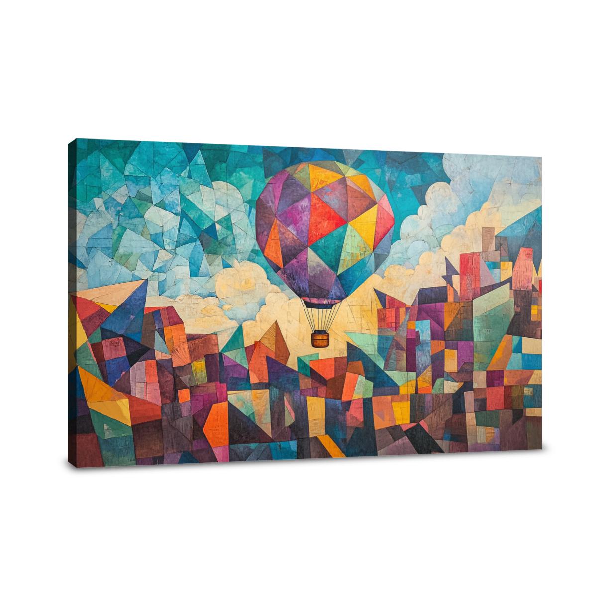 Balloon Over Geometric Canvas