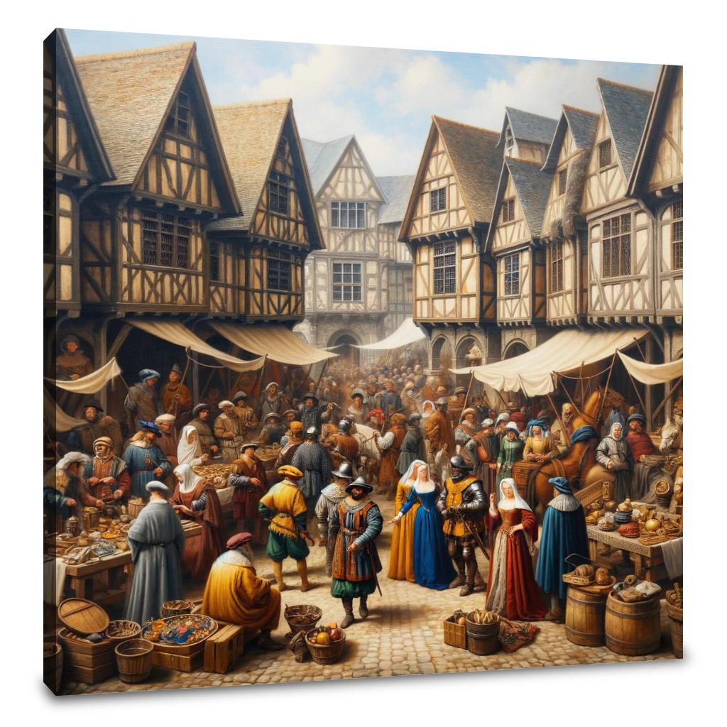 Medieval Market Day Canvas