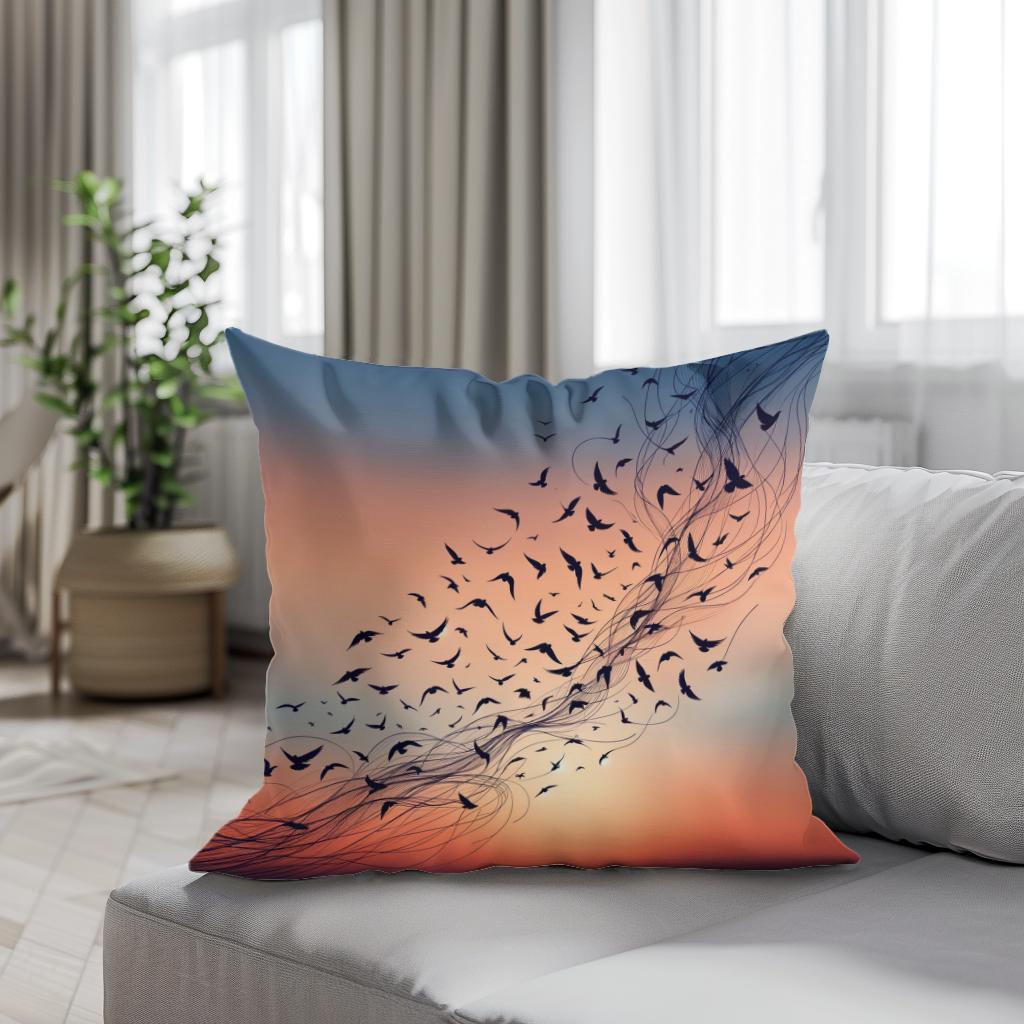 Twilight Avian Ballet Cotton Cushion