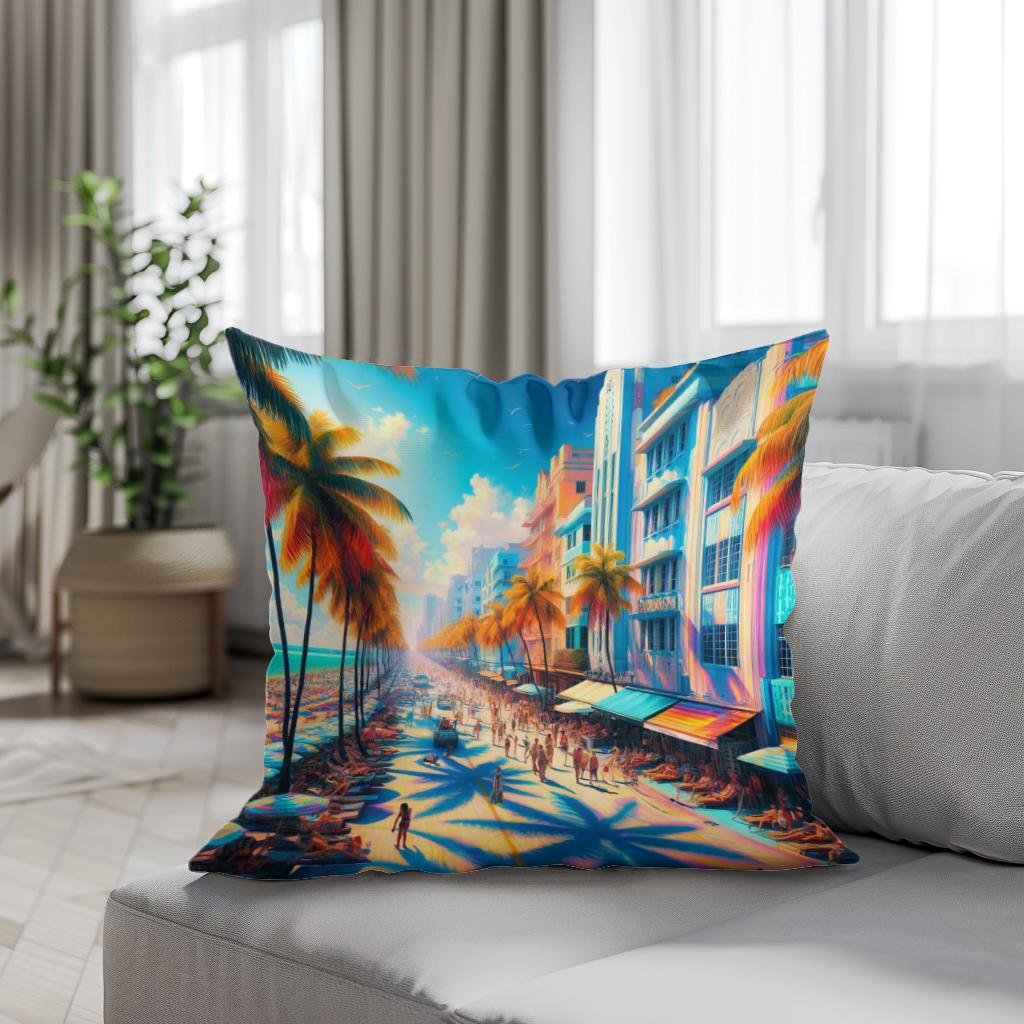 Vibrant Miami Summer Cotton Cushion