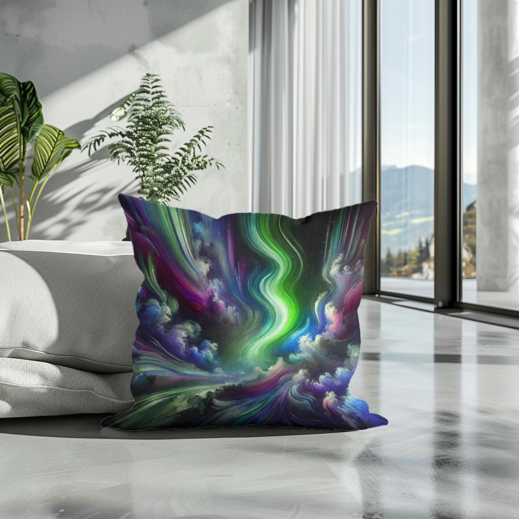 Dreamlike Northern Lights Cotton Cushion