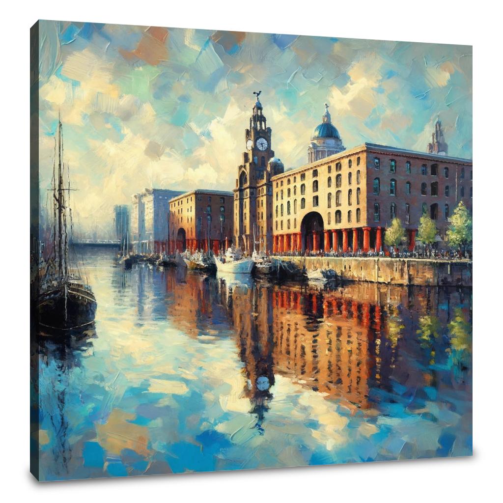 Post-Impressionist Royal Albert Dock Liverpool Canvas