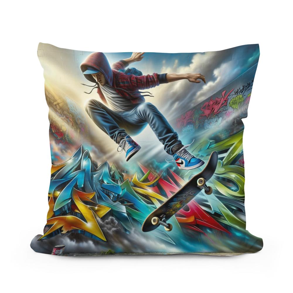 Hyper-Real Graffiti Skate Cotton Cushion