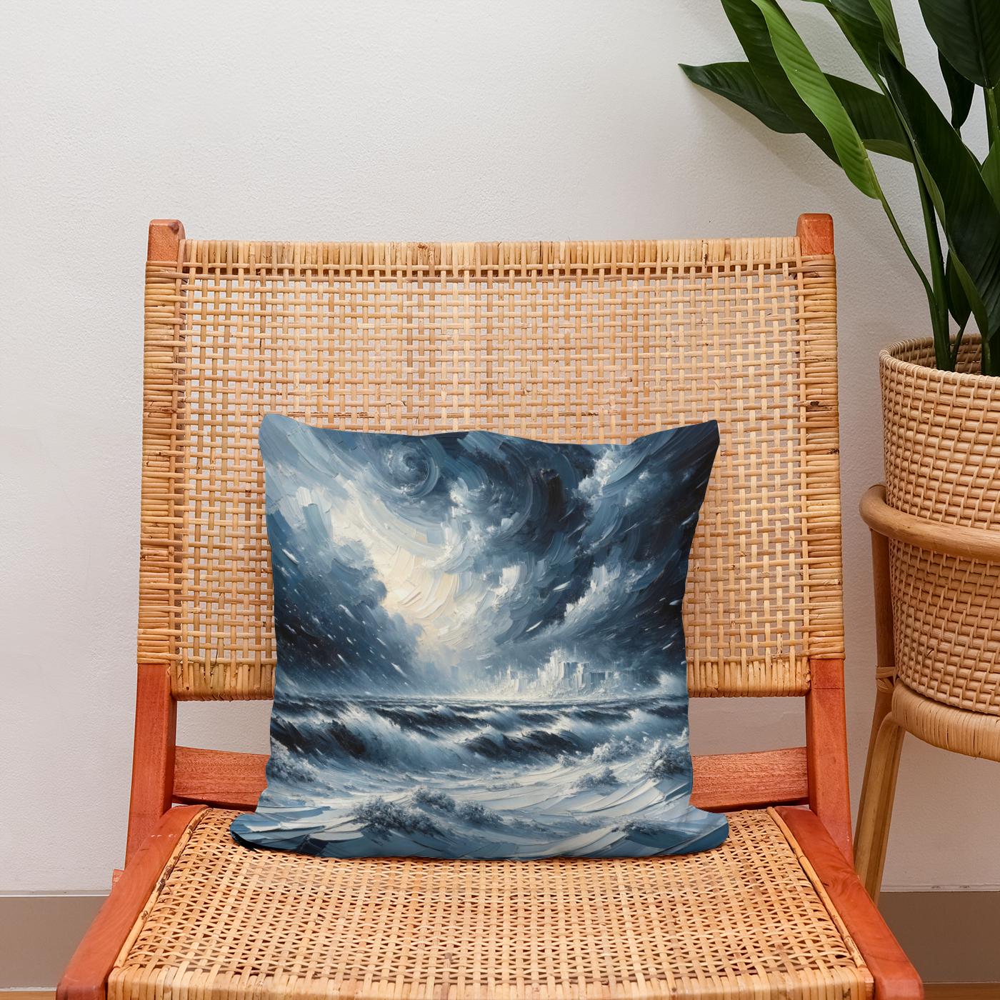Winter's Fury Unleashed Cotton Cushion